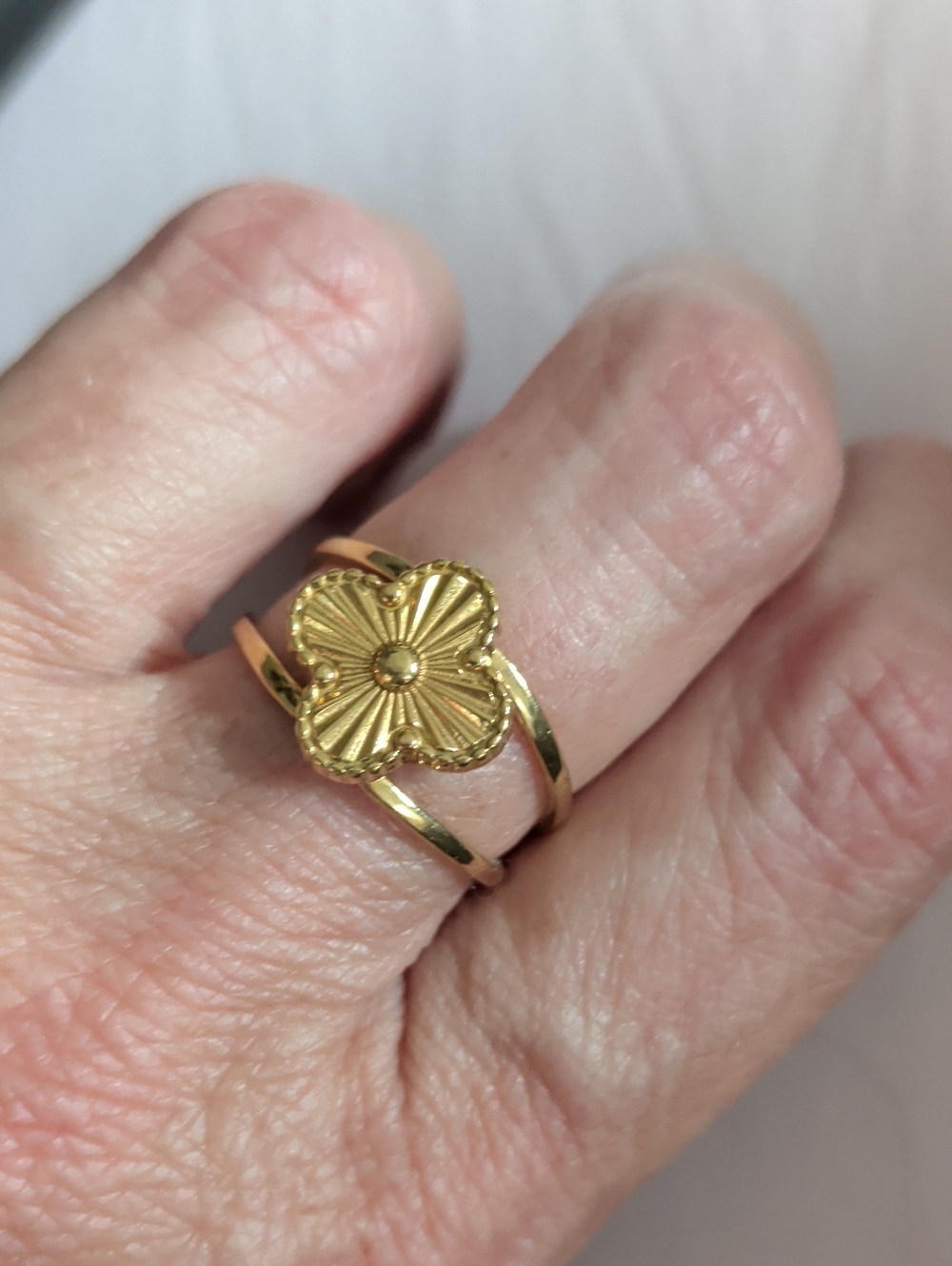 Gold Floral Split Band Ring for Women